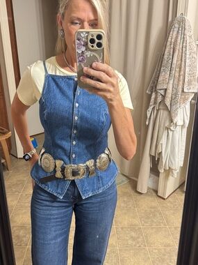 Mexico silver concho black belt